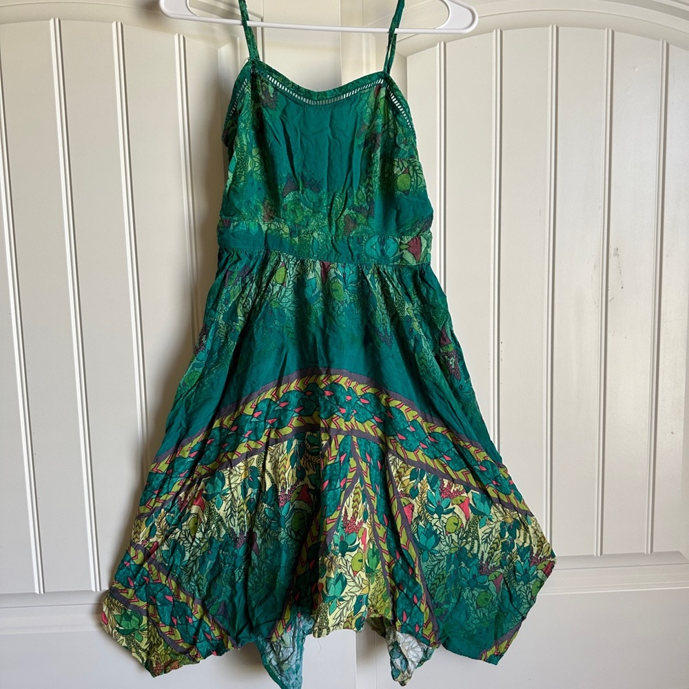 Xhilaration Teal and Yellow Floral Dress